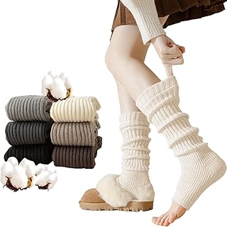 [Ekieta] オープントゥー レッグウォーマー レディース 足首ウォーマー防寒 足首 あたため ニット 綿 暖かい ルーズソックス リブ柄 厚手 自宅 秋冬 就寝 冷え対策 ハイソックス