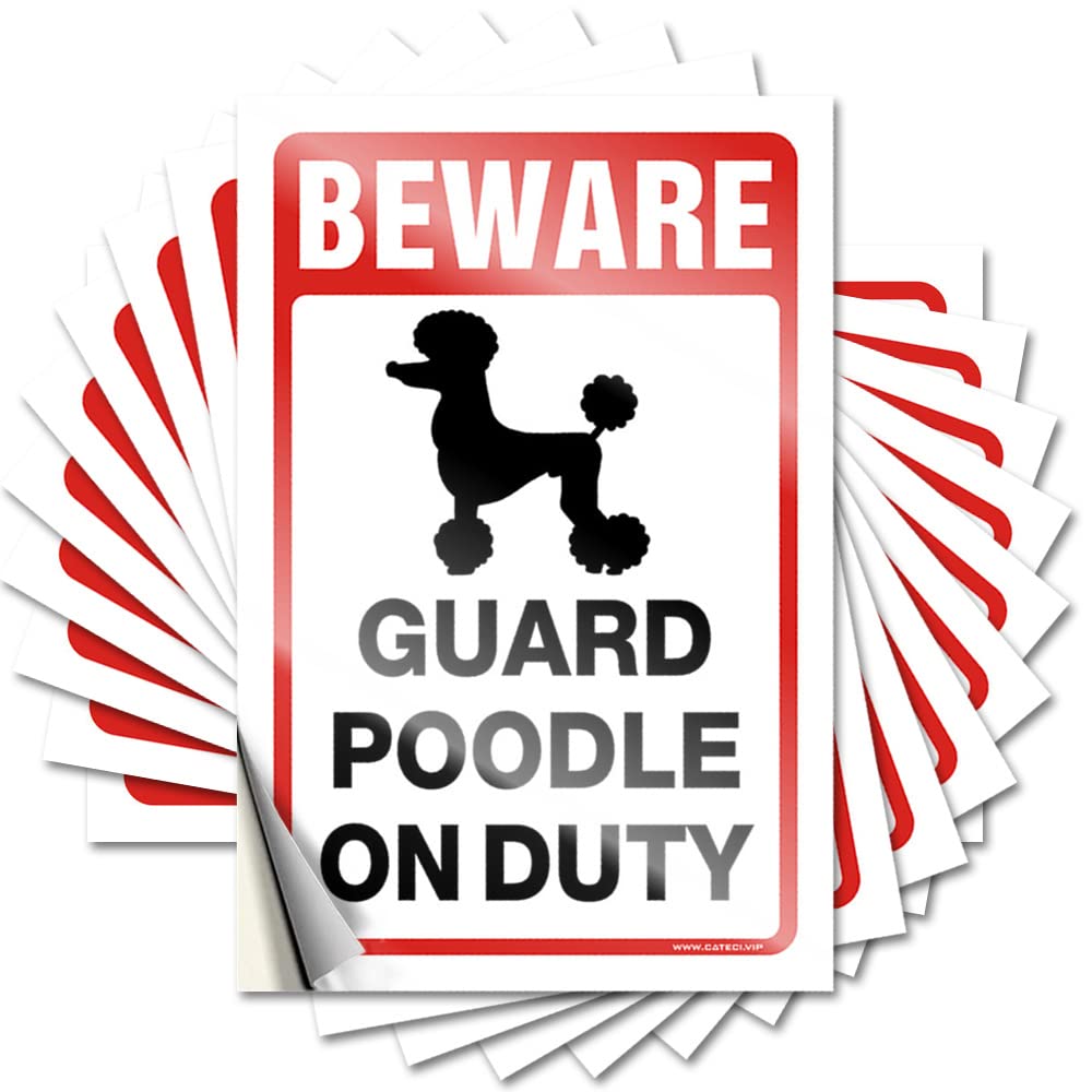 Saying Bedroom Door Decorations Custom Stickers, Cover Waterproof Beware! Guard Poodle On Duty for Hydro Flask | Personalized Vinyl Decals for Christmas Holiday Gift(8X12CM)