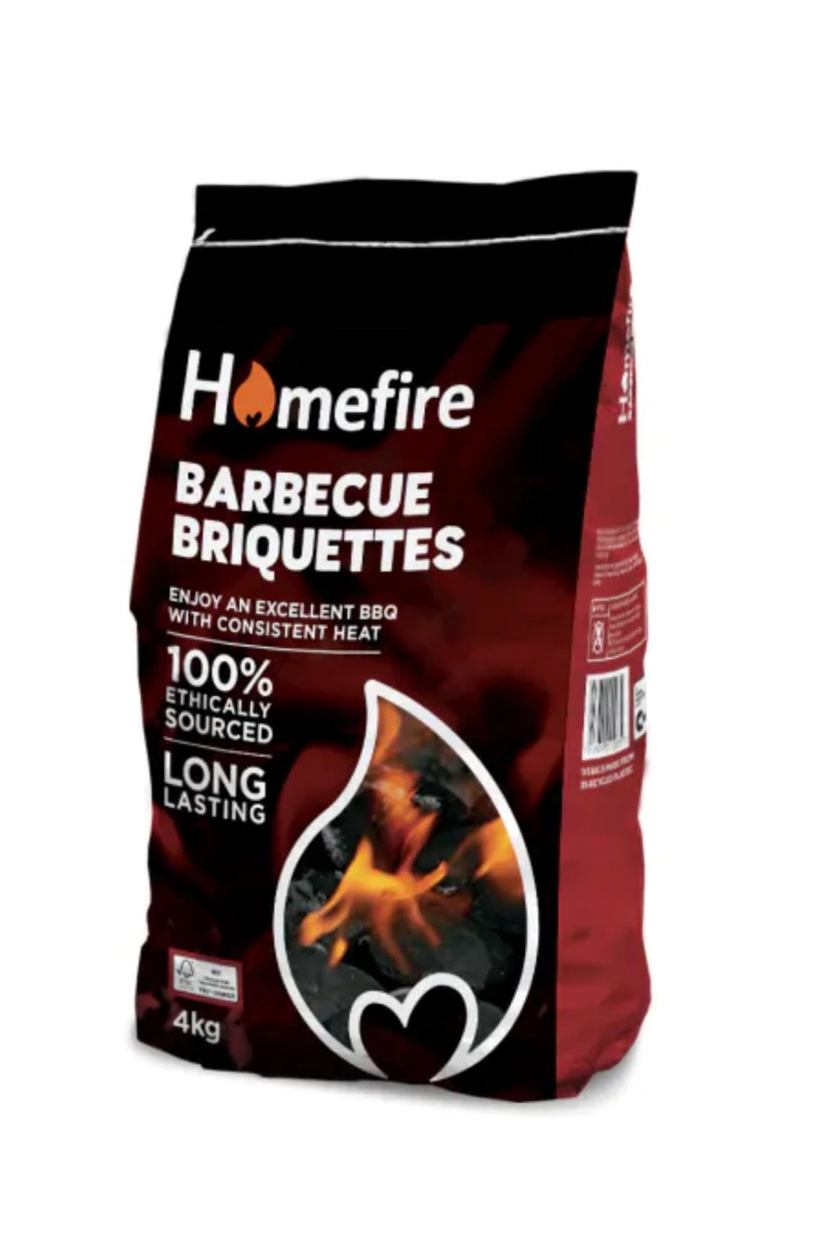 Homefiire BBQ Briquette 4kg | Long-Burning BBQ Fuel | Consistent Heat for Grilling & Roasting | Easy to Light, Low Ash | Ideal for Garden BBQs & Smokers