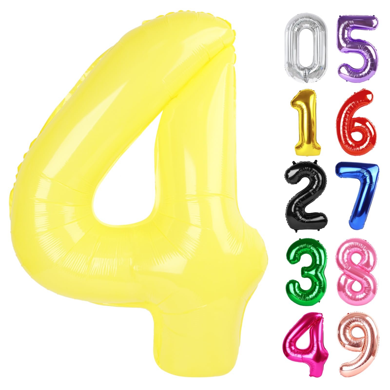 Yellow Number 4 Balloon 40 Inch, 4th Birthday Party Decorations Men Women