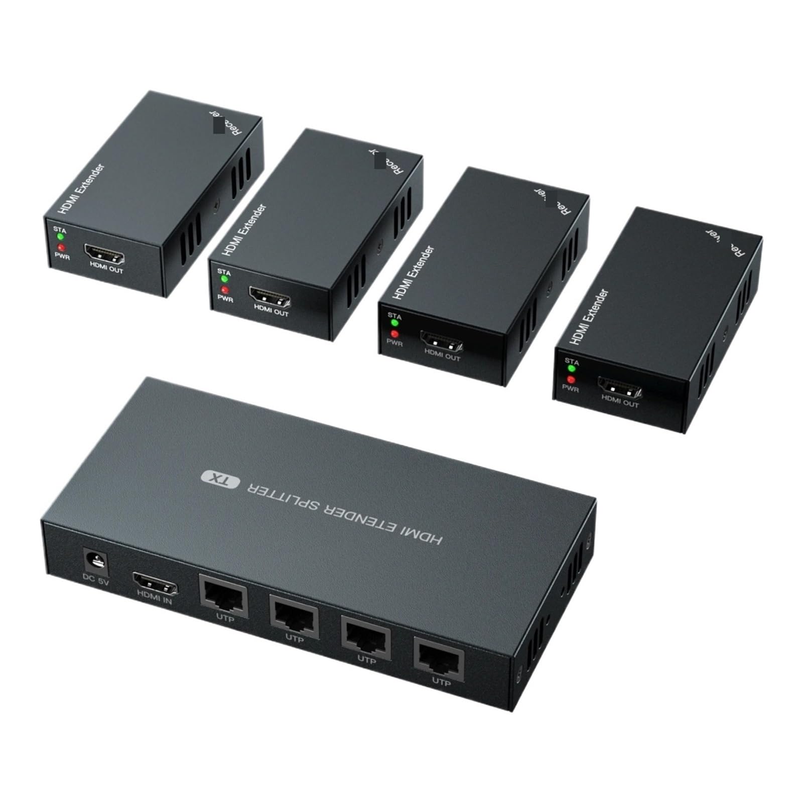 HDMI-Compatible/USB KVM Switch Splitt*er 1X4 HDMI Extender 60m 1 to 4 Over ca*t5e c*at6 RJ45 Output Full HD1080p Pays*tation 4-image-14