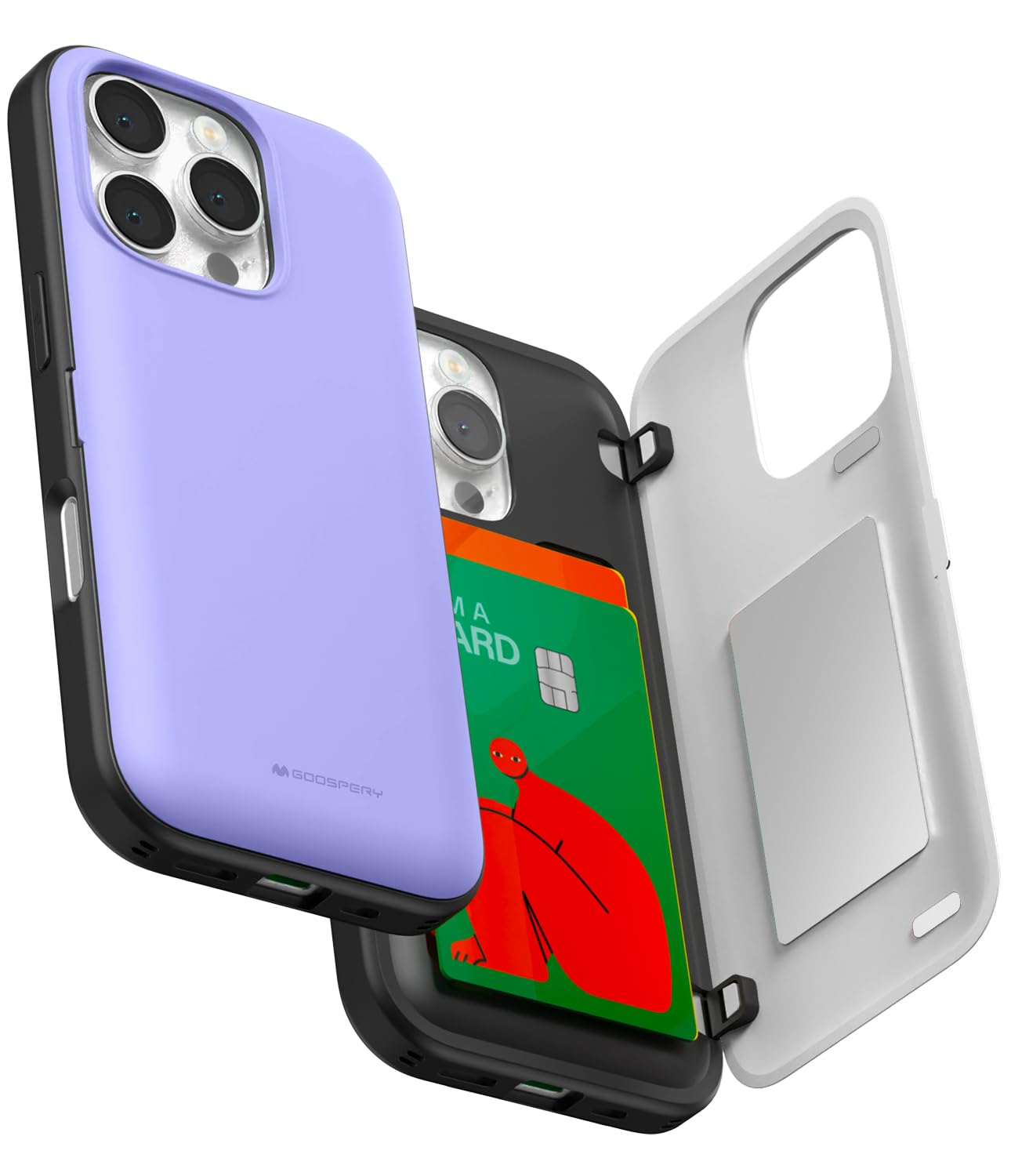 GOOSPERY Magnetic Door Bumper Compatible with iPhone 16 Pro Case, Card Holder Wallet Easy Magnet Auto Closing Protective Dual Layer Sturdy Phone Back