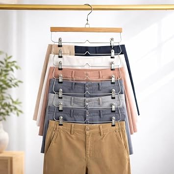 USTECH 7-Tier Skirt Organizer, Non-Slip Clip Hangers, Space-Saving Closet