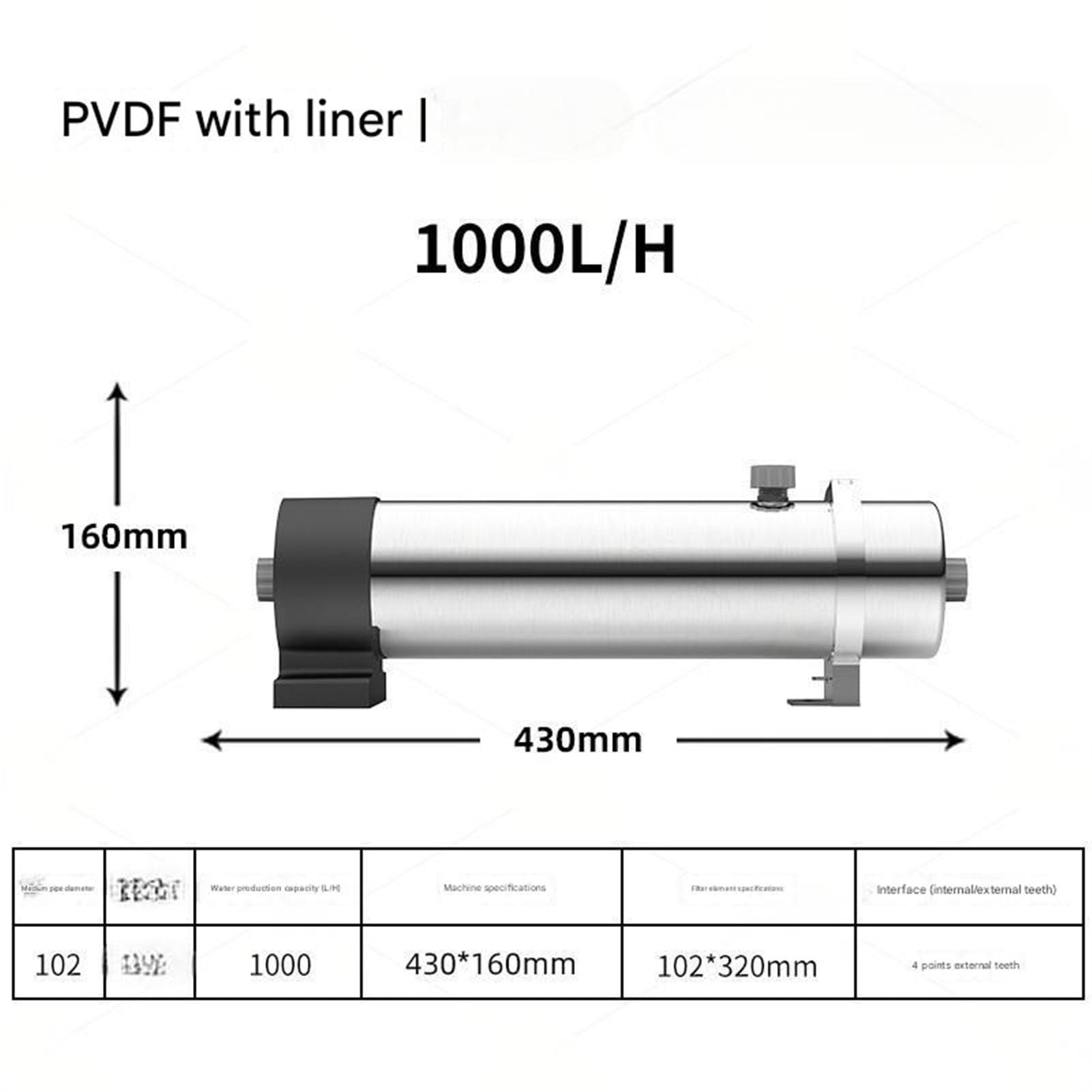 Purificador de agua acero inoxidable 1000L, purificador doméstico y comercial for toda la casa, filtro ultrafiltración del grifo alto flujo Fácil instalación