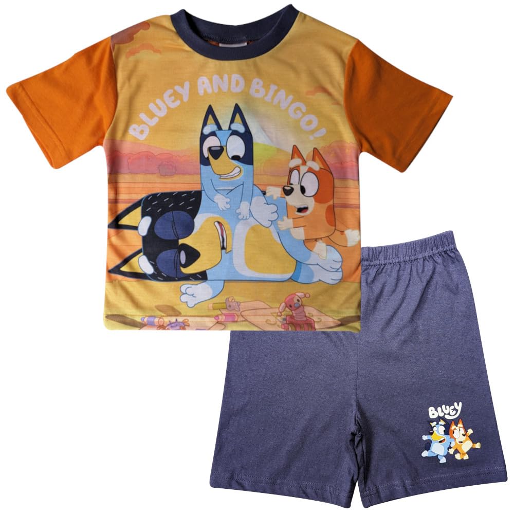 Boys Bluey Short Pyjamas (Bluey - Shorty Orange, 4-5 Years)
