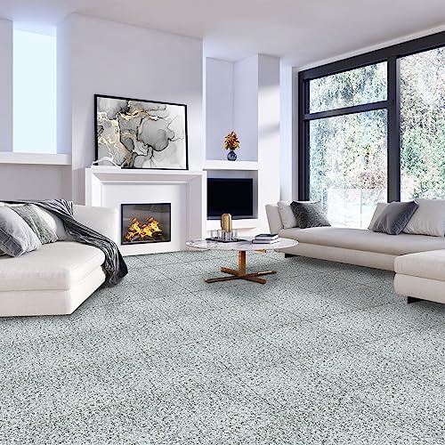 Image of Nexus Self Adhesive 12-Inch Vinyl Floor Tiles, 20 Tiles - 12'' x 12'', Mineral Speckle - Peel & Stick, DIY Flooring for Kitchen, Dining Room, Bedrooms & Bathrooms by Achim Home Decor, Grey