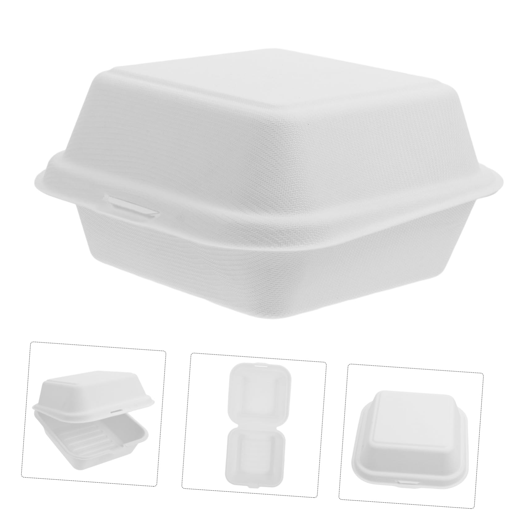 Alimenti Coperchio, Food Box in Polpa Bianca, e Facile da Trasportare, 50 Pezzi per Asporto Cibo
