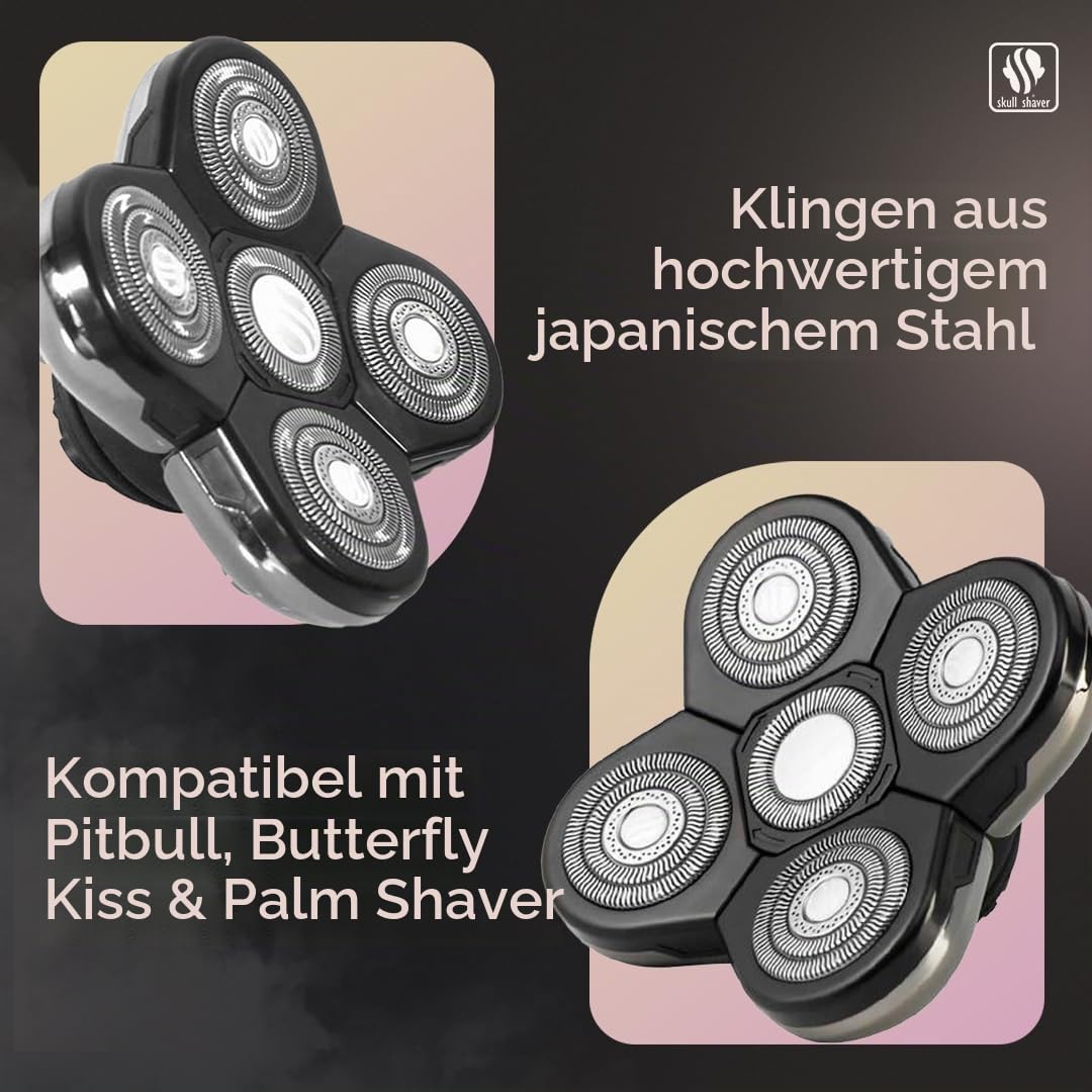 Skull Shaver Baron 5-Kopf-Ersatzklinge - Für Pitbull, Palm & Butterfly Kiss Rasierer - Für empfindliche Haut - Glatte & präzise Rasuren | Für Pitbull, Palm & Butterfly Kiss Rasierer, Für empfindliche Haut, Glatte & präzise Rasuren