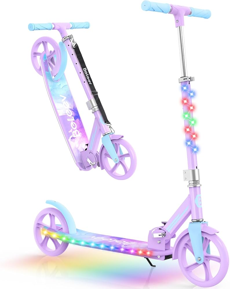 BELEEV V9 Big Wheel Scooter met LED-verlichting stuur en dek, scooter BELEEV V9 Big Wheel Scooter met LED-verlichting stuur en dek, scooter