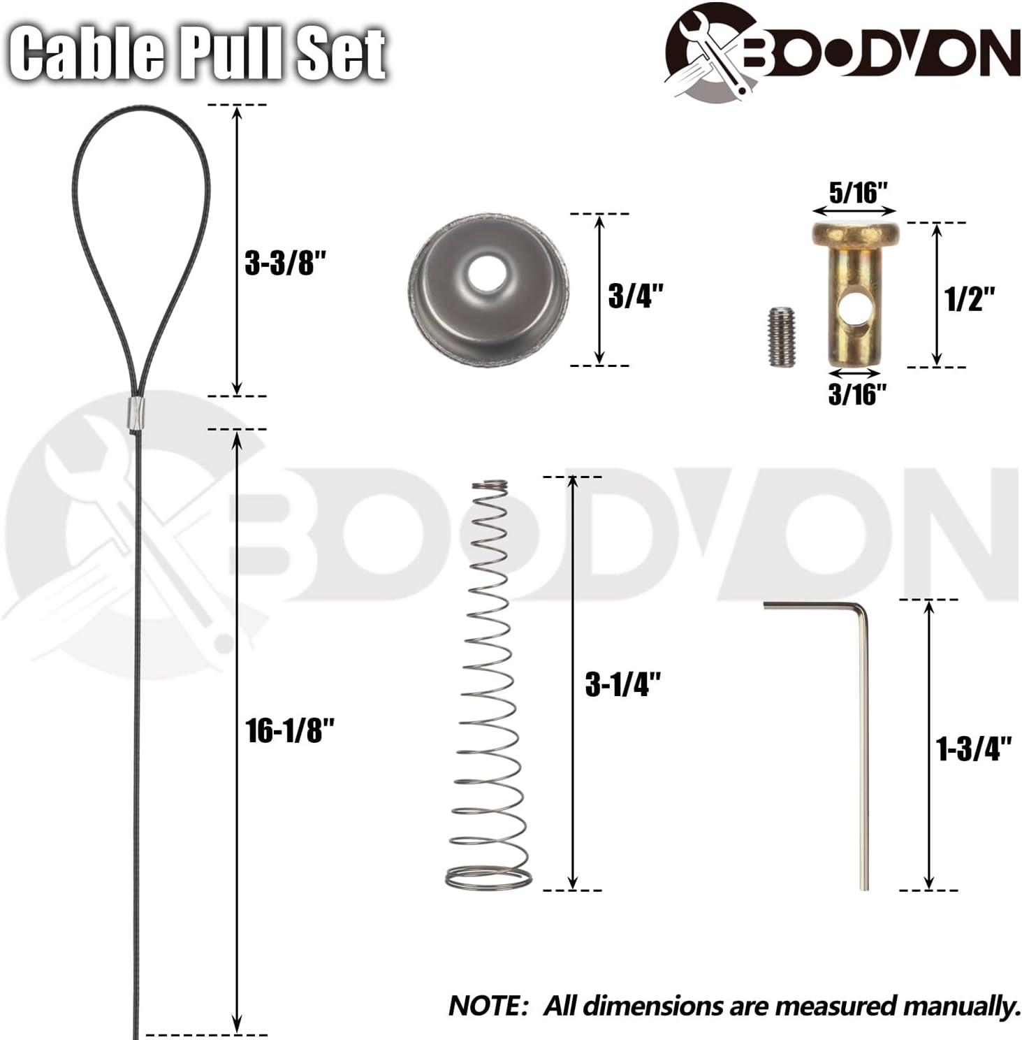 Gate Latch Cable Pull with Spring, Metal Gate Opener String Adjustable from 2”to 6” Thick Gate, Stainless Steel Gate Latch Pull for Outdoor Wood and Vinyl Gates, 1 Pack