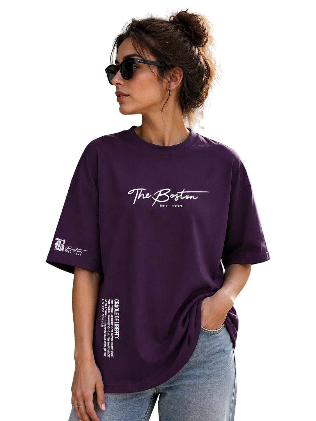 colorchakra Pure Cotton Oversized Tshirt for Womens Down Shoulder Loose fit t-Shirt Women Baggy Style Oversize t-Shirt-picture-38