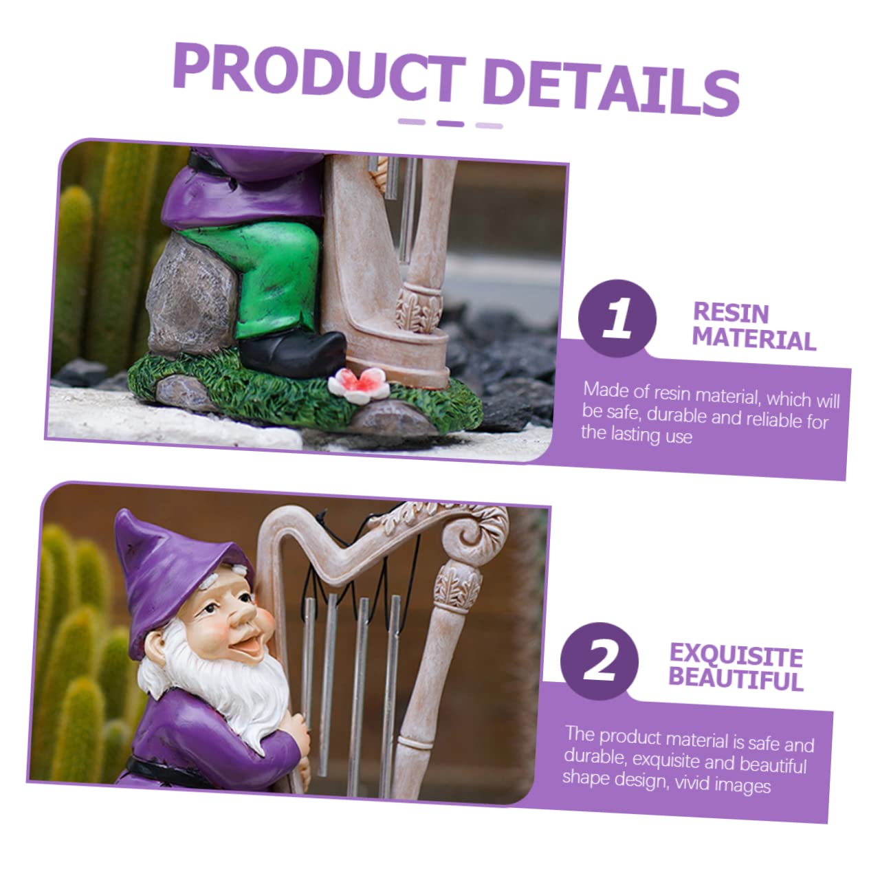 Sosoport GNOME De Jardin Résine avec Éolien Décoration Extérieure Ornement De Jardin Anniversaire