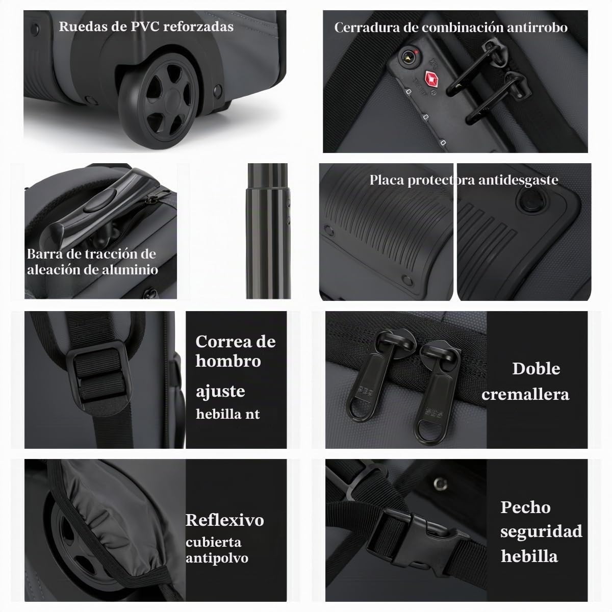 Mochila Portatil con Ruedas Hombre Mujer Mochila de Viaje con Ruedas Impermeable y Antirrobo, para Ordenador Portátil, Viaje, Trabajo, Escuela