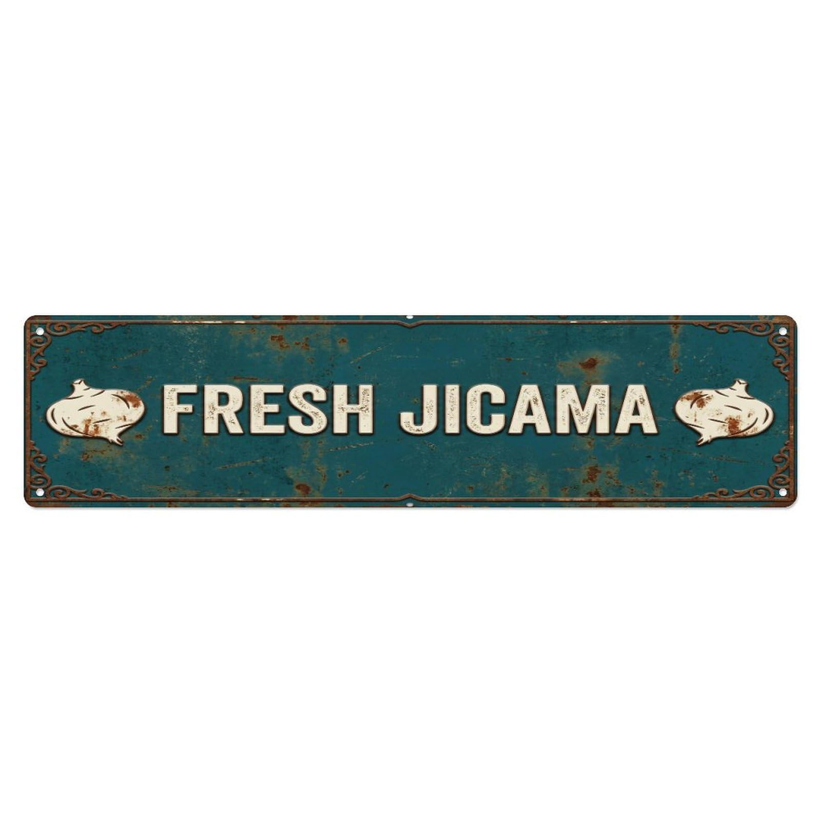 Metal Tin Sign FRESH JICAMA Vintage Root Rustic Farmhouse