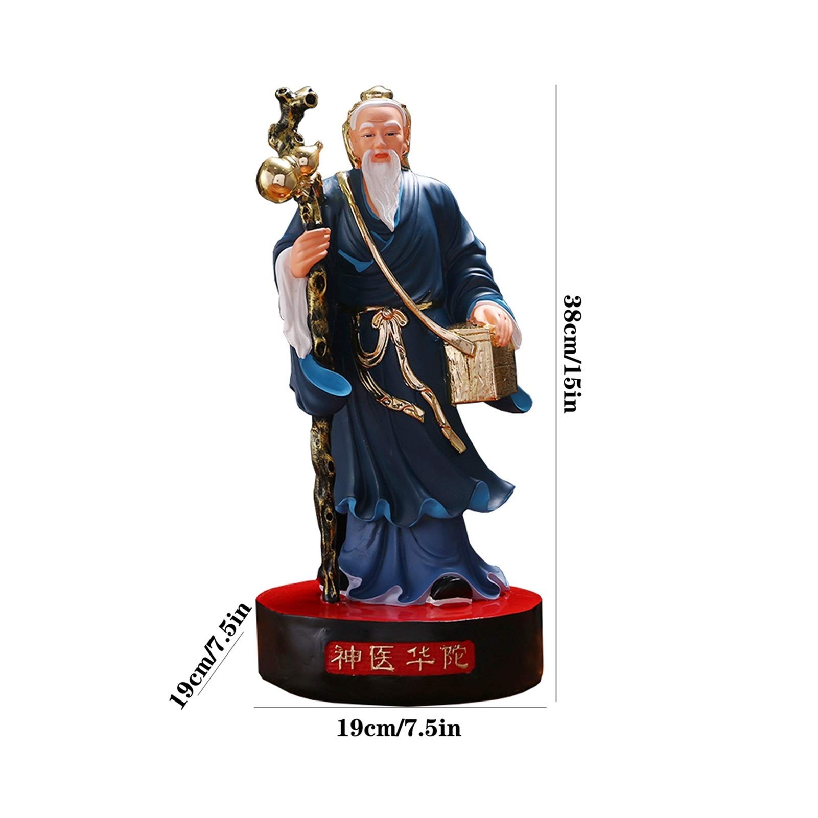Ozdoba Feng Shui Chiński Feng Shui Posąg Buddy Geniusz Lekarz Hua Tuo Statua Dekoracja Dom Salon Sklep Fajny prezent 15-calowy wystrój Statua