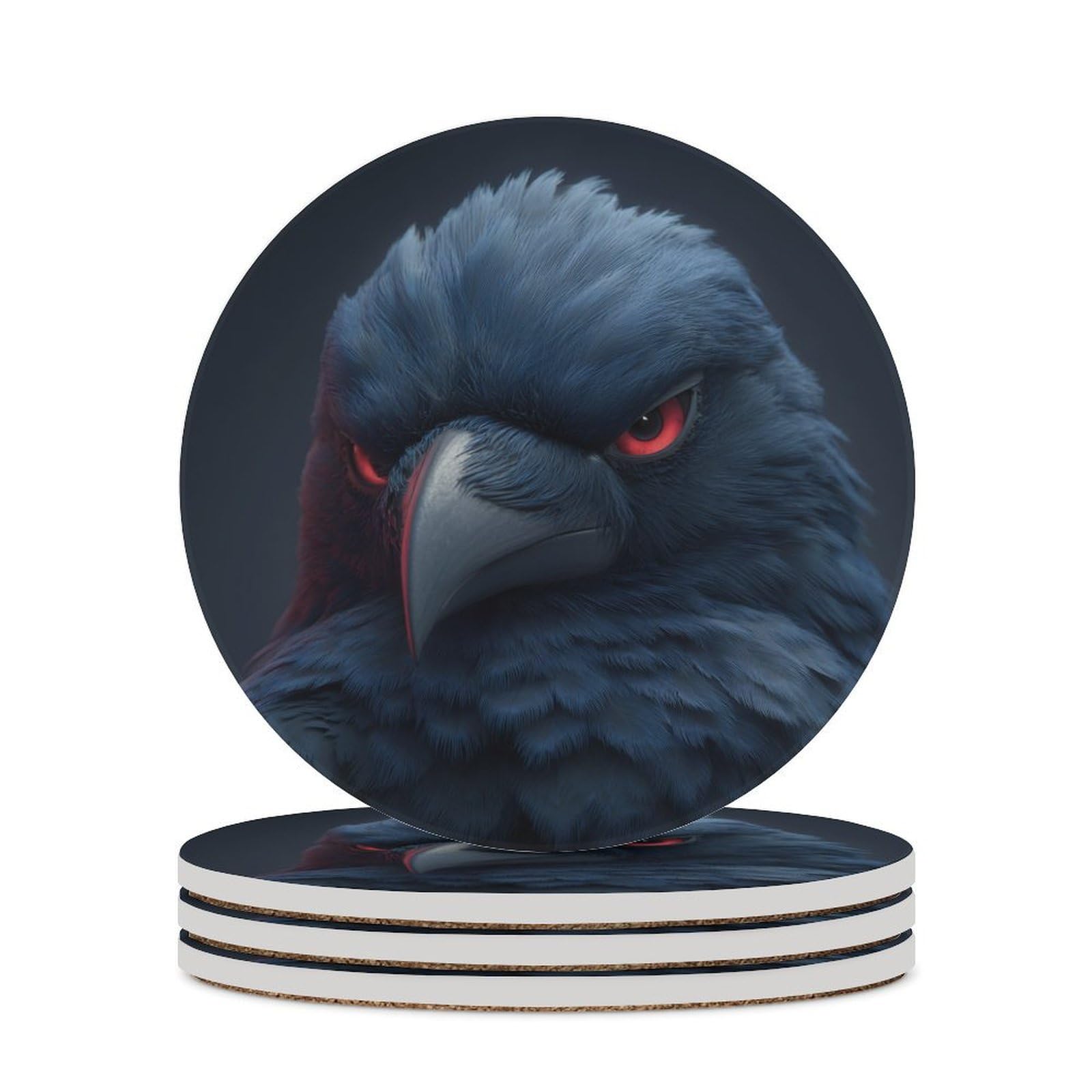 Raven with Red Eyes Coasters Set of 4 Absorbent Coasters