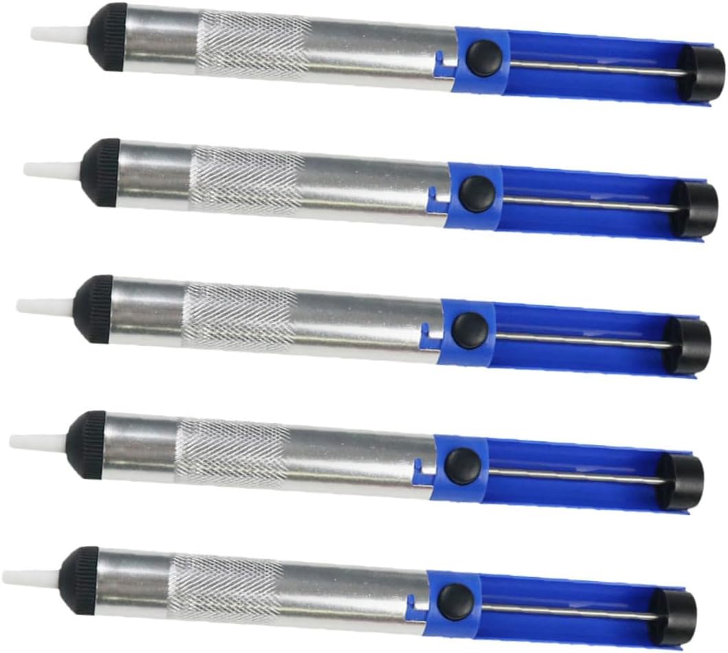 5 Pack Desoldering Pump Solder Removal Tool with Strong Suction | ABS and Aluminum Alloy Build, Large-Capacity Spring, Quick Cleaning, for Welding Repair Connections