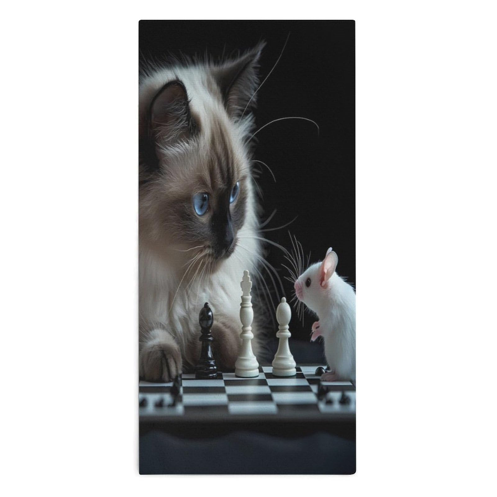 TXFBTRFSA Cute Cat And Rat Playing Chess Hand Towels for Adult Face Towel Bath Beach Swim Accessories