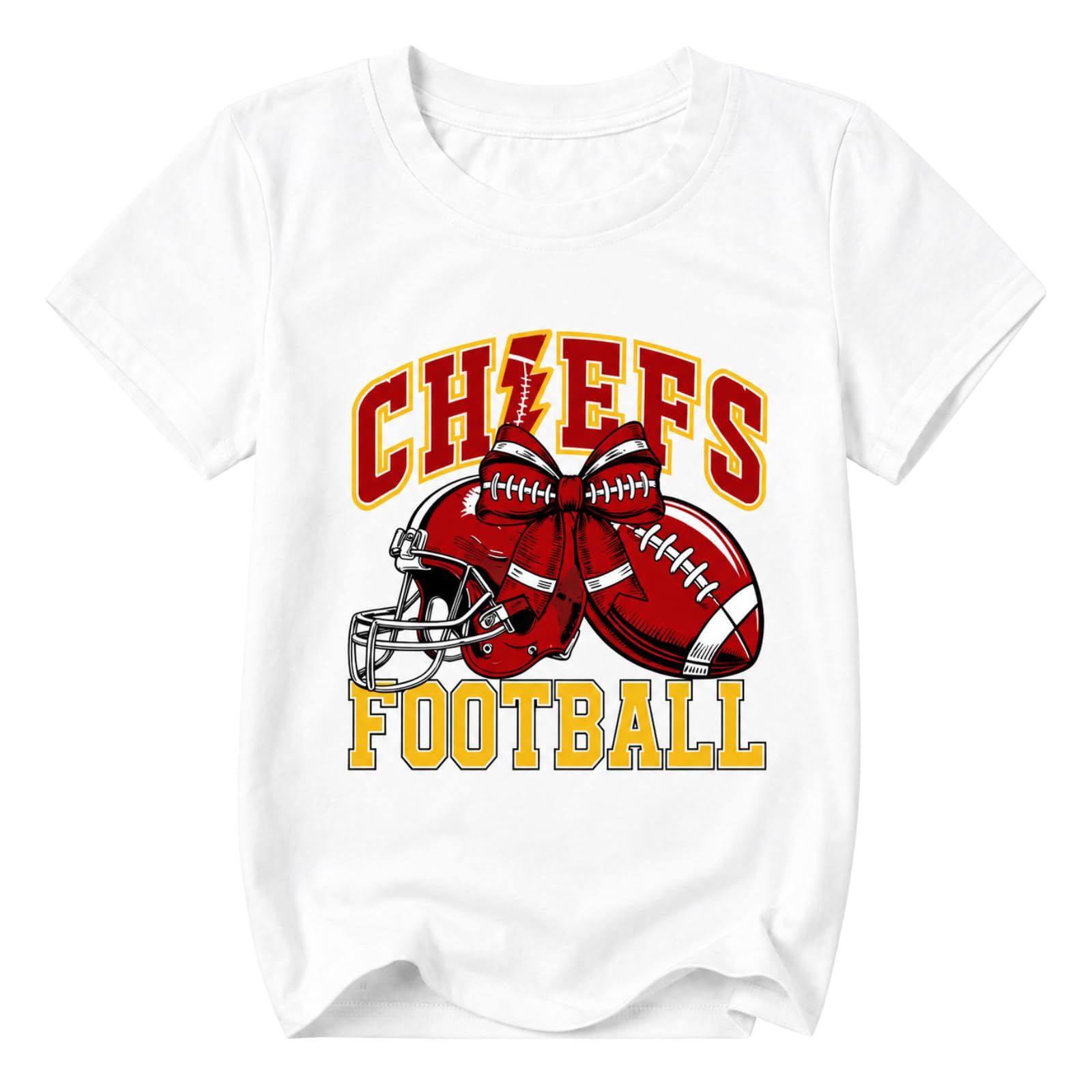 Kids Football Shirt Game Day Graphic Tee Boys Girls Short Sleeve Sports Top