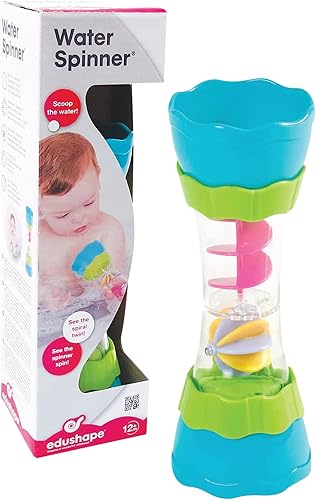 Edushape Juguete de baño giratorio de agua, juguete de aprendizaje Montessori para el desarrollo del niño temprano, enseña causa y efecto y STEM,