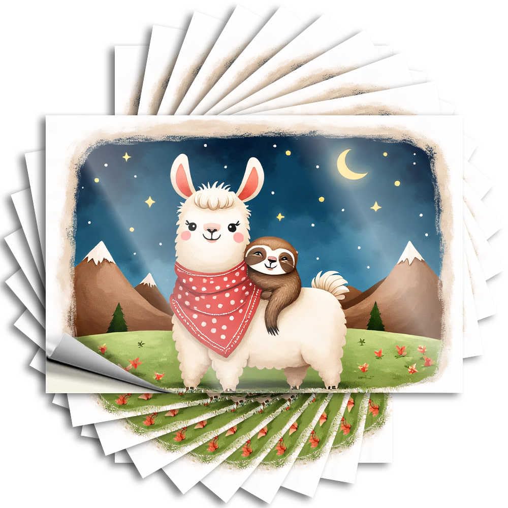 Lover Bumper, Outdoor Farmhouse Decor Hard Adorable Friends: Llama and Sloth in The Night | Funny Quote Fall Decals(12X18CM)