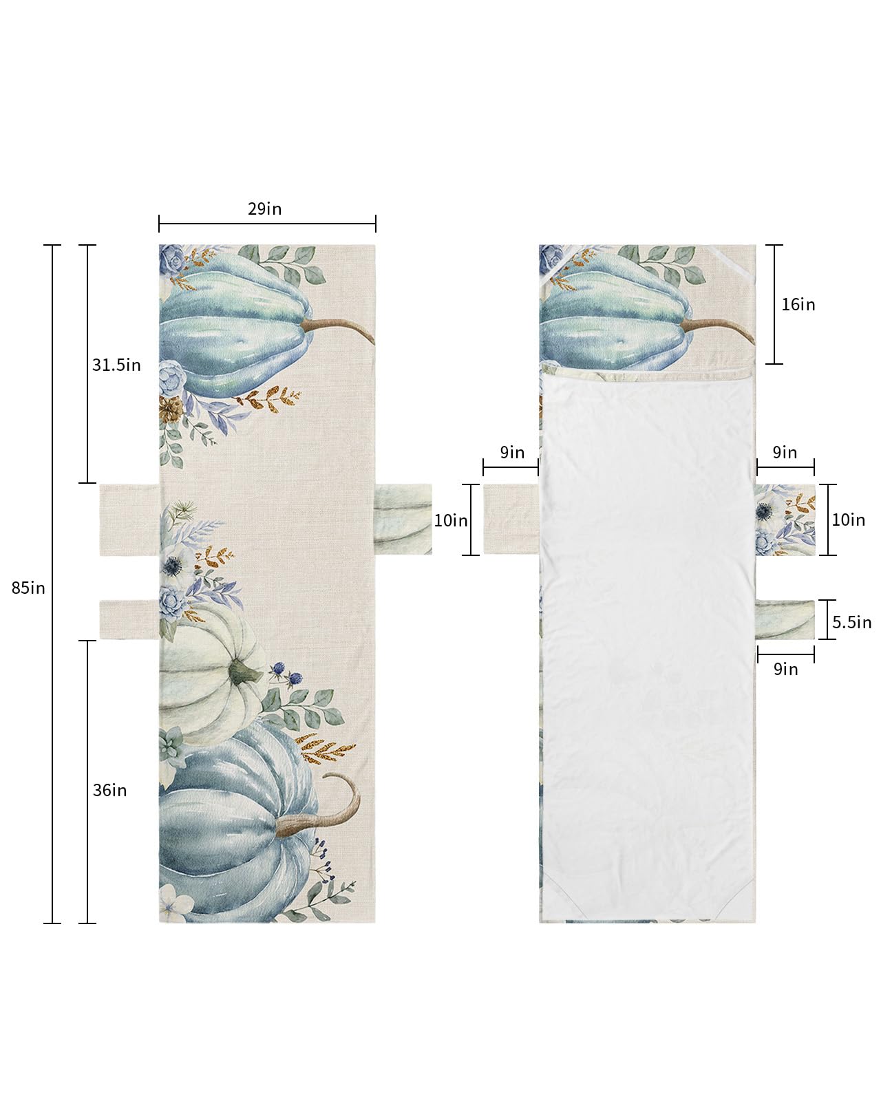 Thanksgiving Pumpkin, Beach Lounge Chair Towel Cover, Soft Chaise Lounge Towel with Side Pockets Patio Pool Chairs Cover for Beach/Pool Sunbathing 29x85 Blue White Fall Eucalyptus Leaves