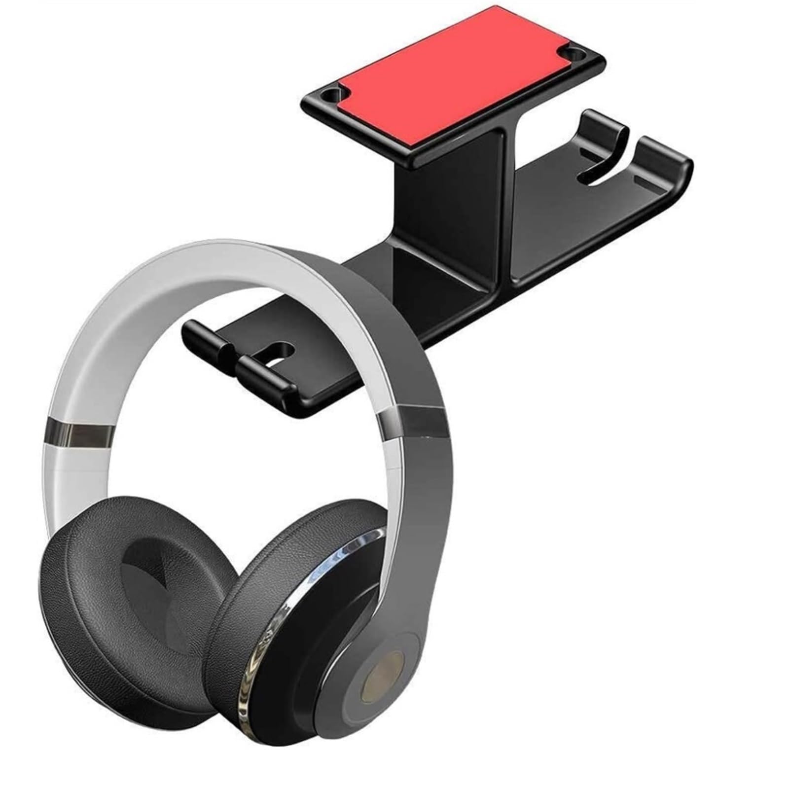 Gaming Accessori sotto Il Gancio da Scrivania Adesivo Adesivo in Alluminio Doppio Supporto per Cuffie Accessori per Giochi per PC Stand Over-Ear da Gioco(Black)