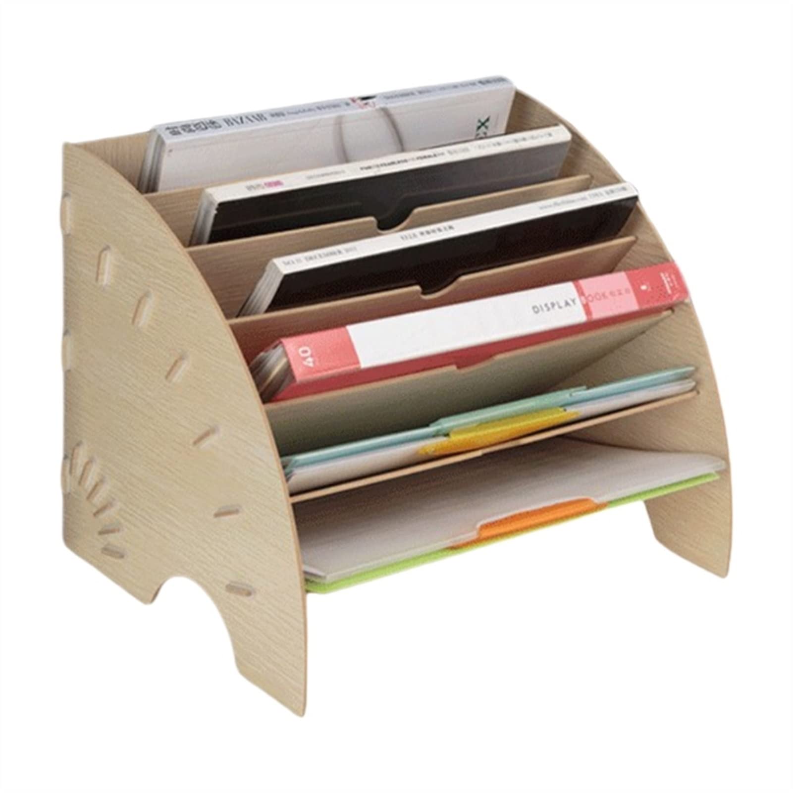 Porte-revues, organisateurs de Bureau, Porte-fichiers de Bureau en Bois en Forme d'éventail, Organisateur de Bureau, Armoire à Documents DIY (Couleur : LY) (Couleur : BN) (LY)