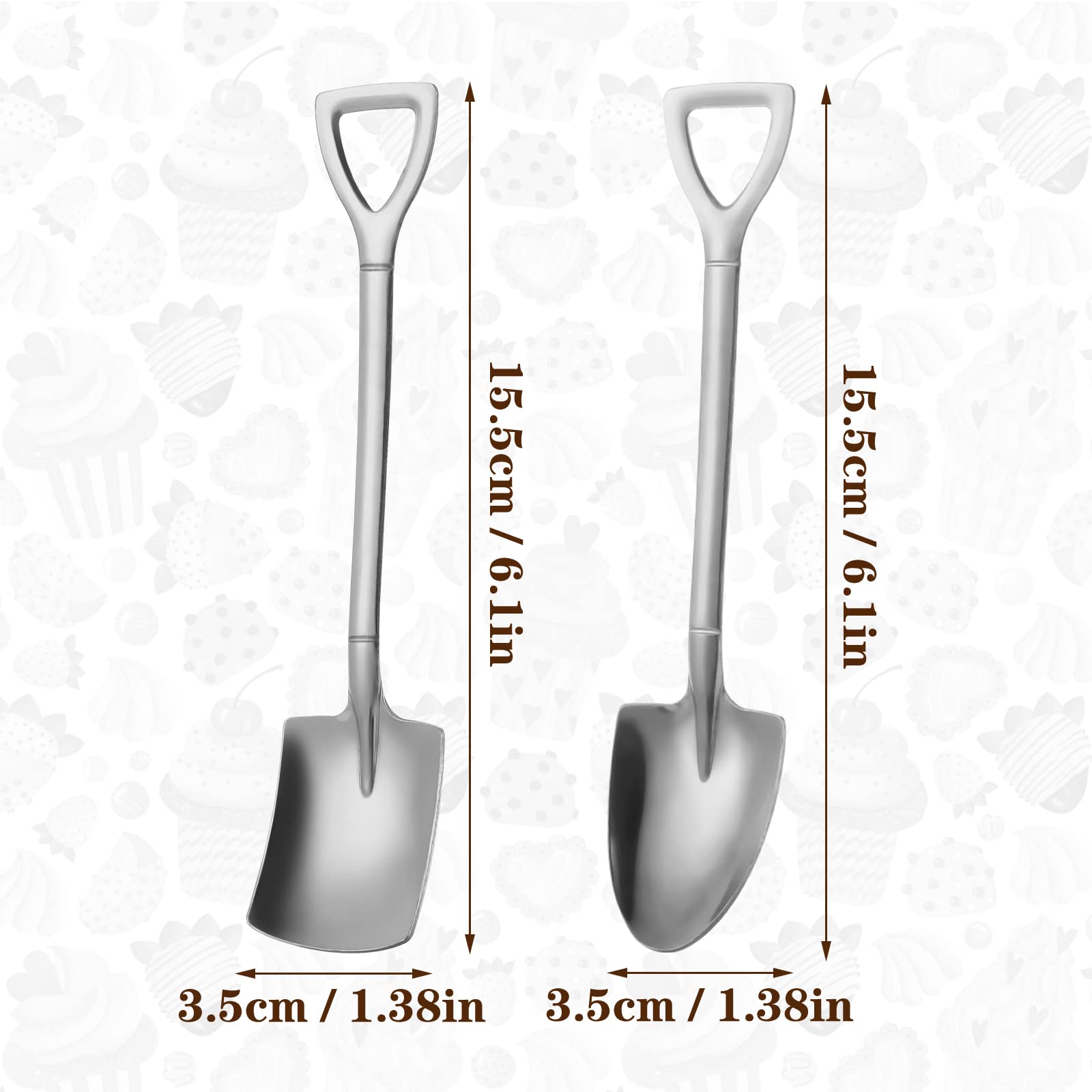 Set 6 Cucchiai A Pala E Punta In Acciaio Inox - Color Oro, Argento E Nero Per Caffè, Dessert E Cocktail - Foto 7