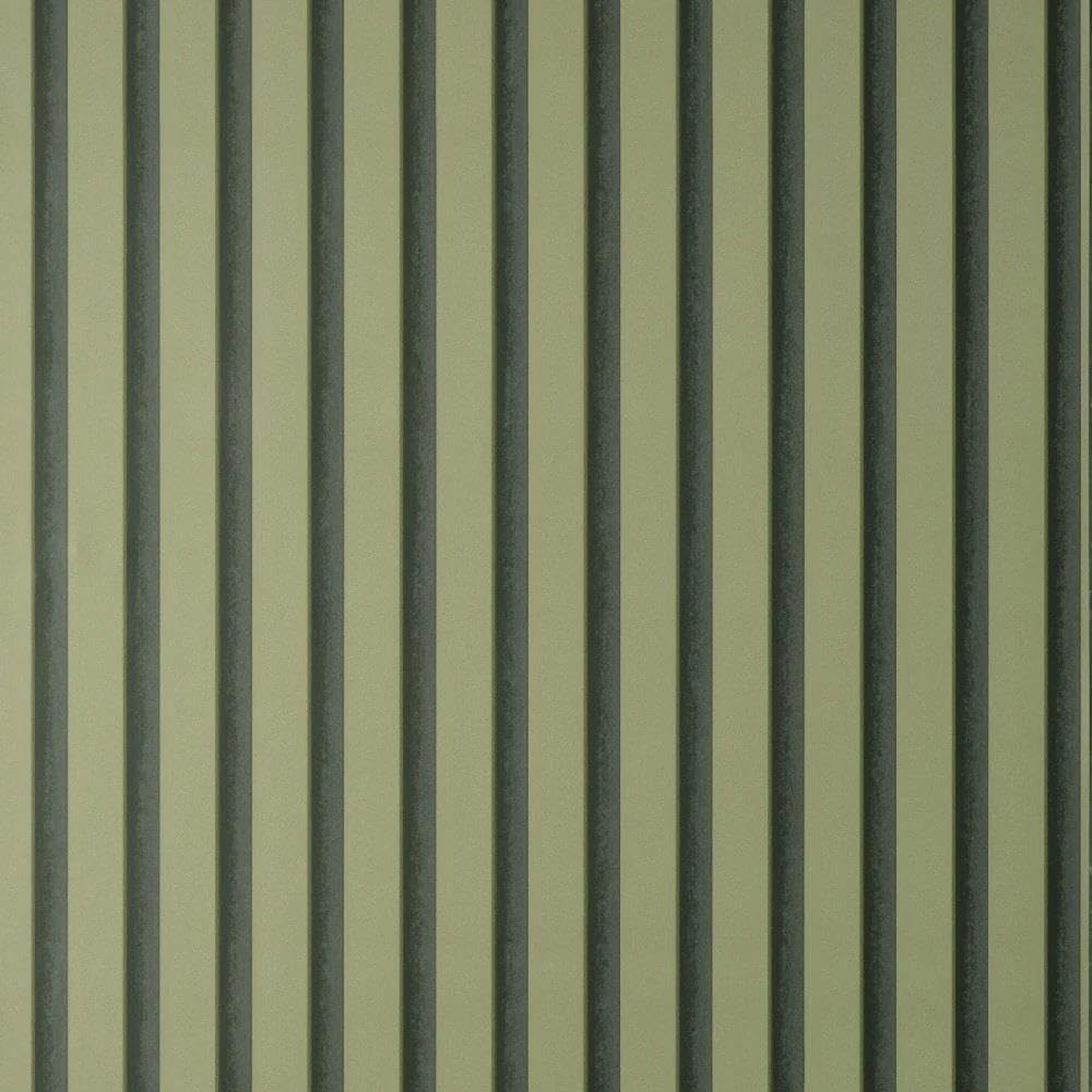 Acoustic Wood Panels Sage Green Wallpaper - Modern Contemporary Stylish Trendy - Bedroom Living Room Feature Wall