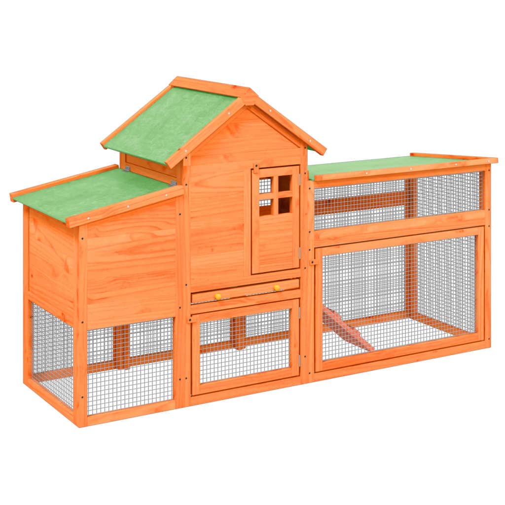 Homgoday Gallinero marrón 186,5 x 58,5 x 113 cm, madera maciza de pino, gallinero y corral, gallinero, jaula de aves de corral para gallinas, patos, conejos, perros, jaula de aves de corral, animales