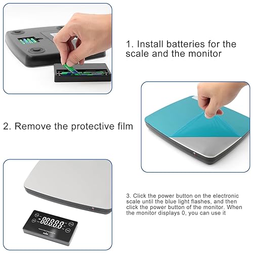 Vista 7 de Báscula postal digital inteligente, 440 libras, báscula postal de transporte digital resistente con bandeja de acero inoxidable duradera, adecuada