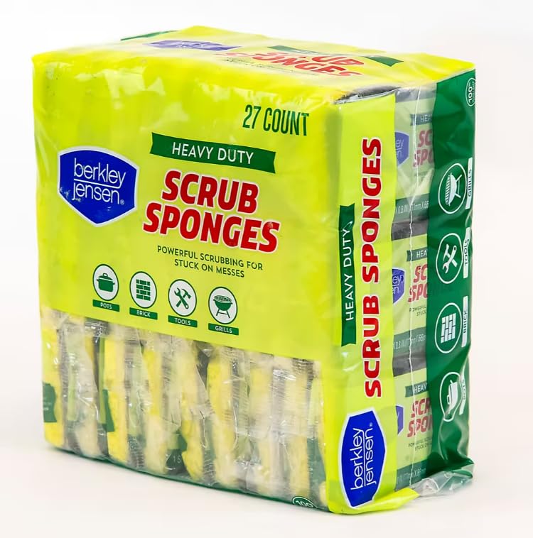 Image of Berkley Jensen Heavy Duty Cellulose Scrub Sponges, 27 ct., Yellow / Green
