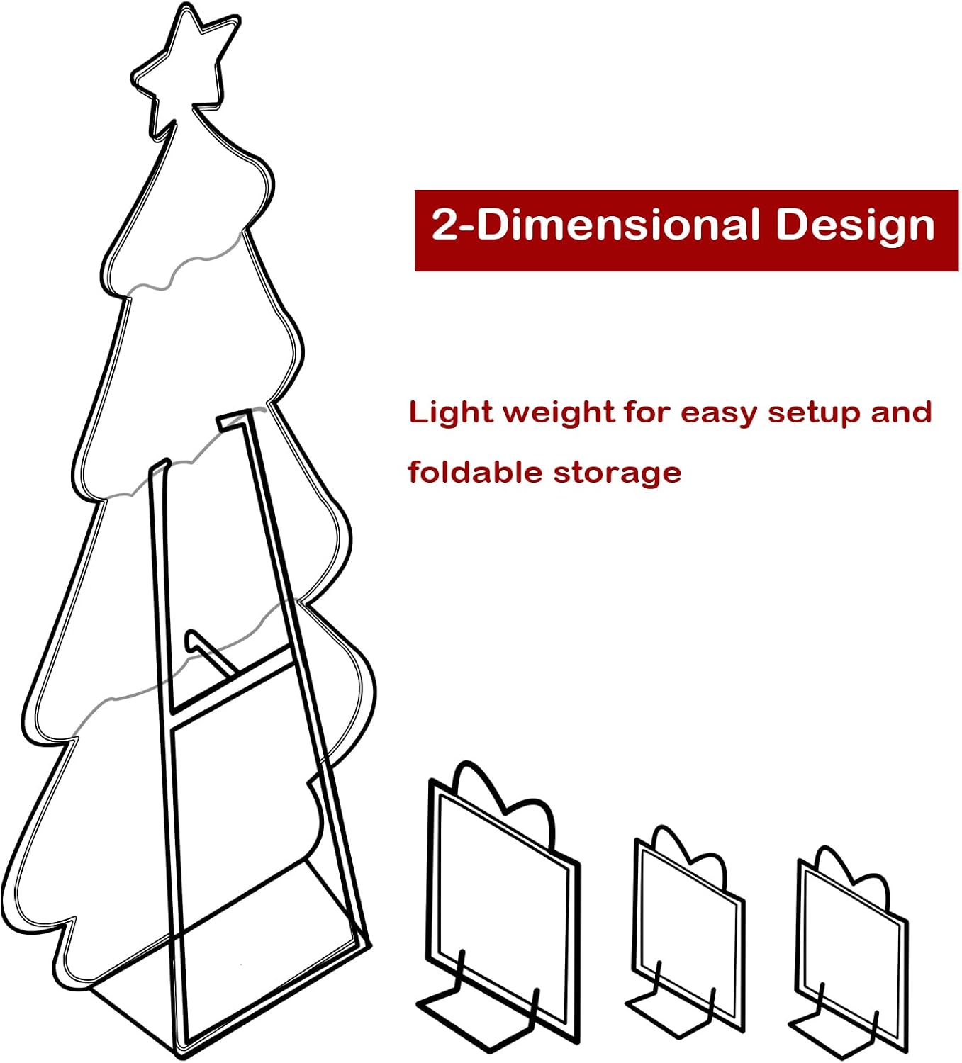 3ft 2D Christmas Tree Outdoor Decorations with 100 Twinkling LED Lights image 3