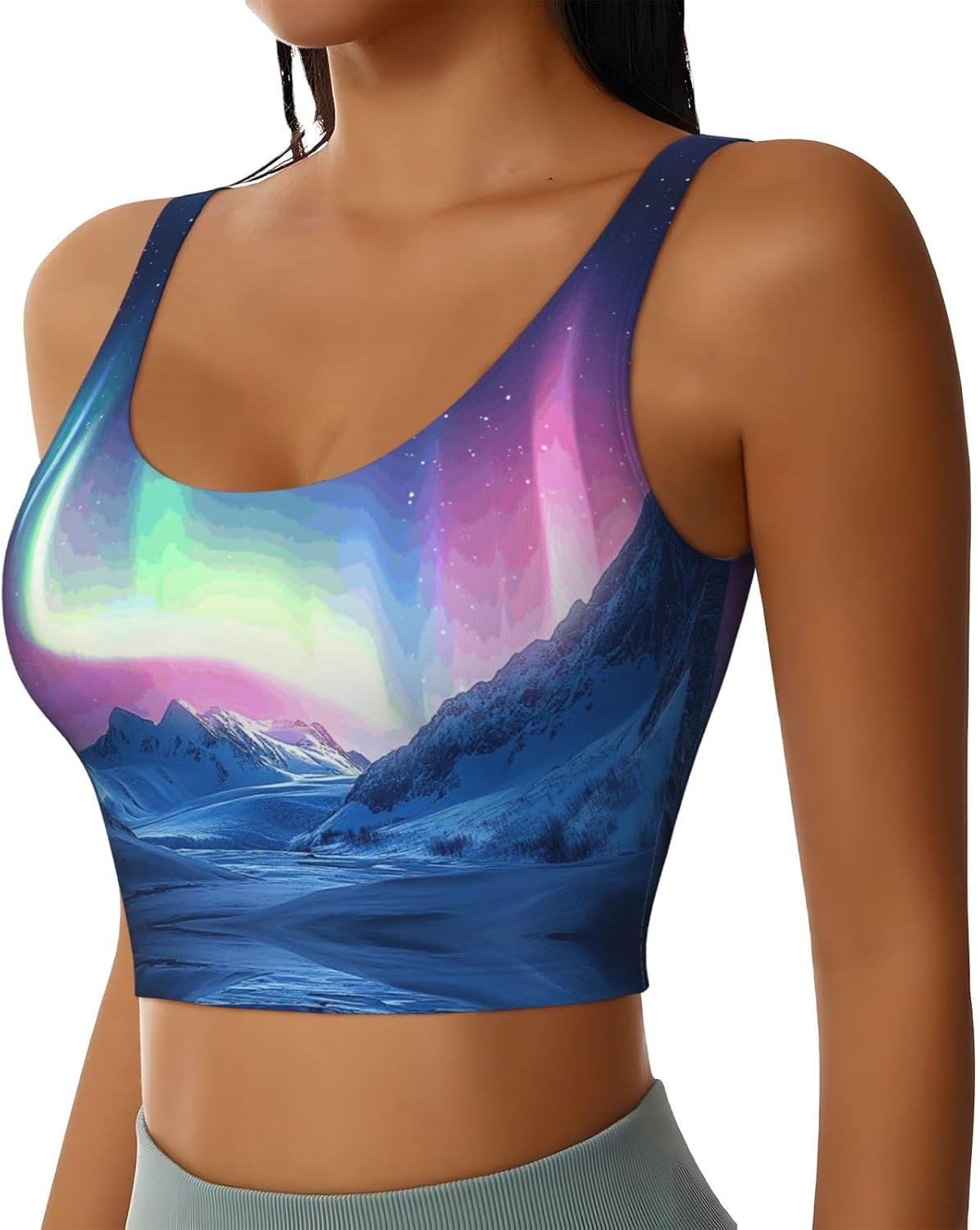 Northern Lights in the Andes Mountains Women's Sports Bras - High Support Workout Tops for Women, Bralettes with Support