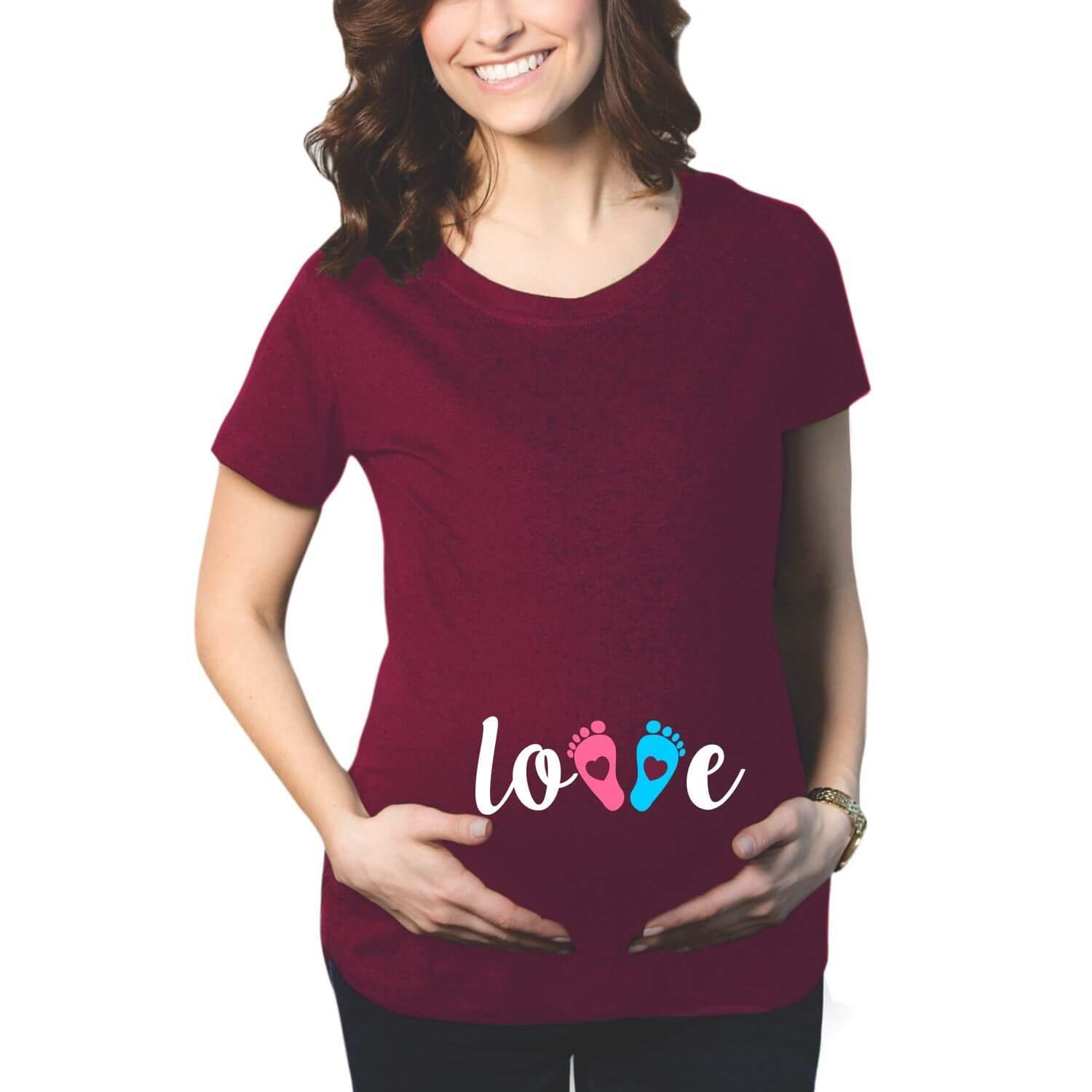 YaYa cafe Mothers Day Baby Love Women's Pregnancy Maternity T-Shirt Top Tee Round Neck Half Sleeves