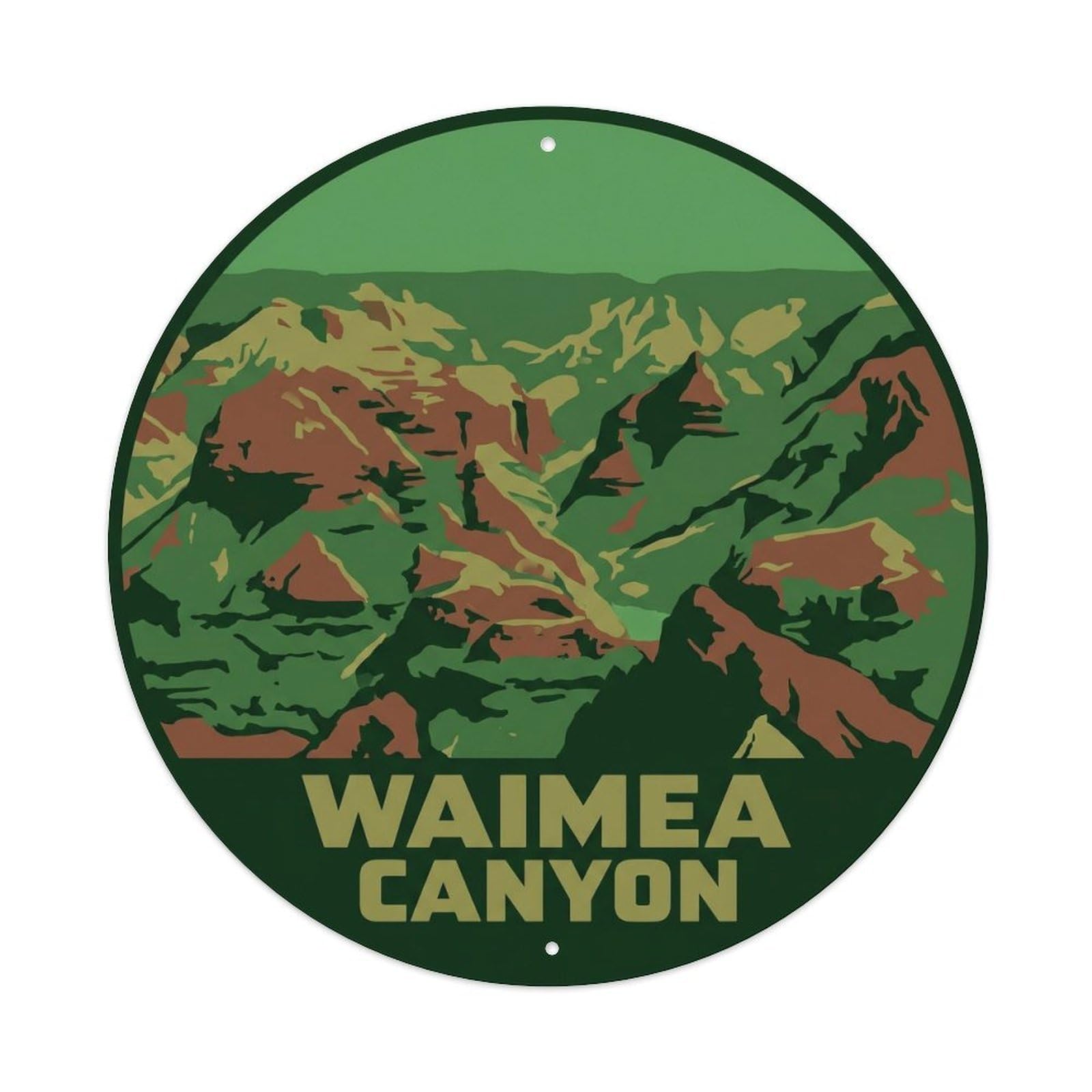 Waimea Canyon Lookout Hawaii Waterfall Journey Lush Metal Tin Sign