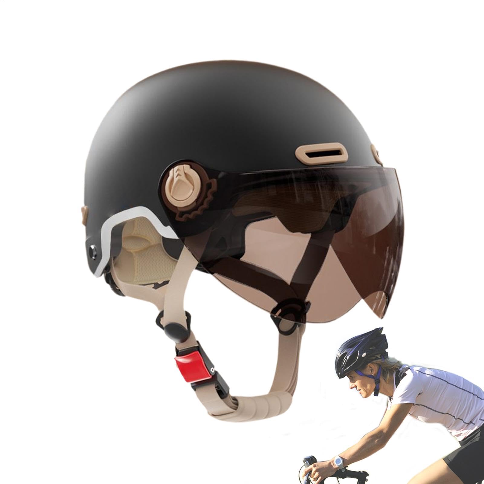 Casco de bicicleta para adultos con gafas para evitar el viento y visibilidad reflectante 8