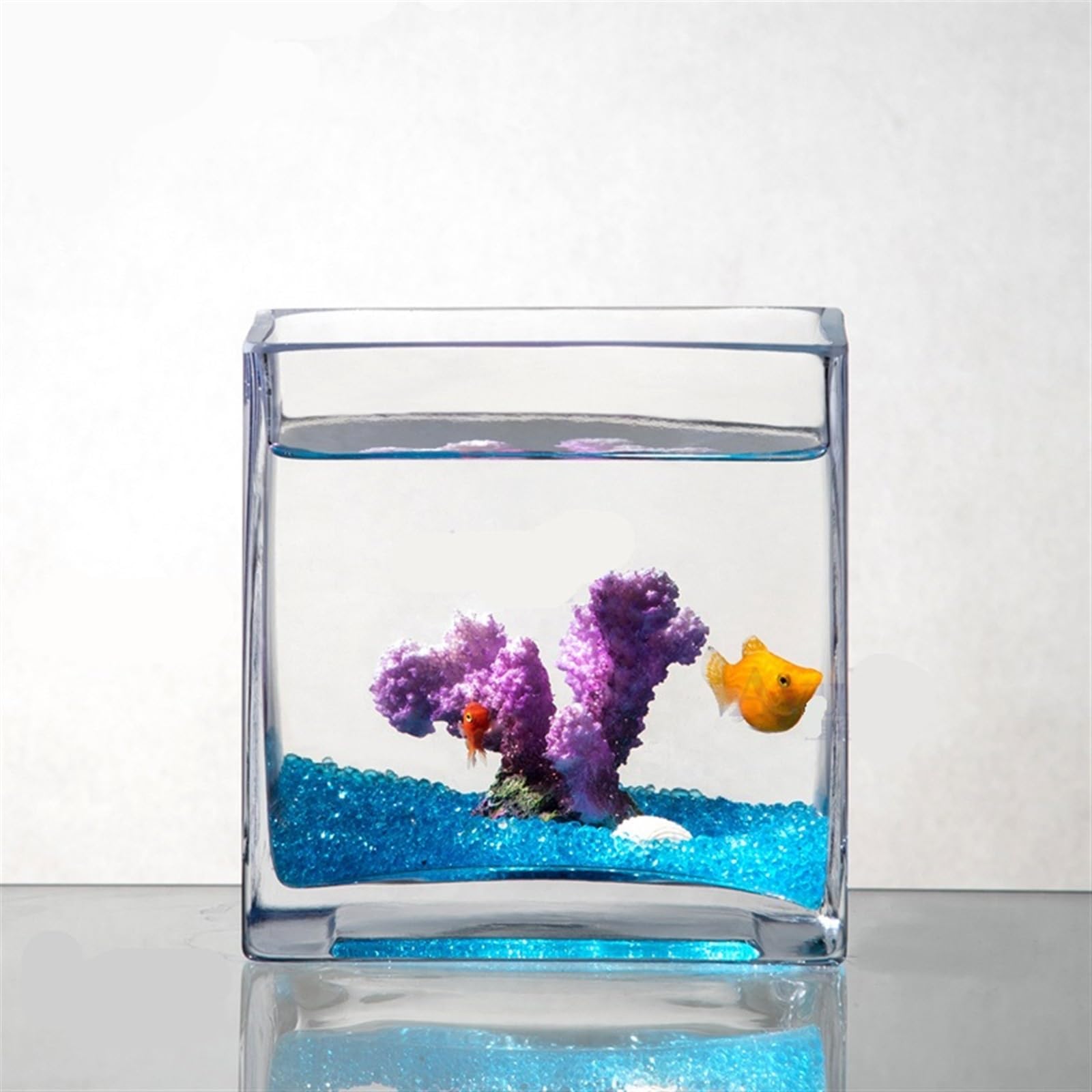 Acquario per Pesci Piccolo Acquario Quadrato in Vetro Spesso Trasparente da Tavolo for Tartarughe, Mini Acquario Acquari(15x15cm)