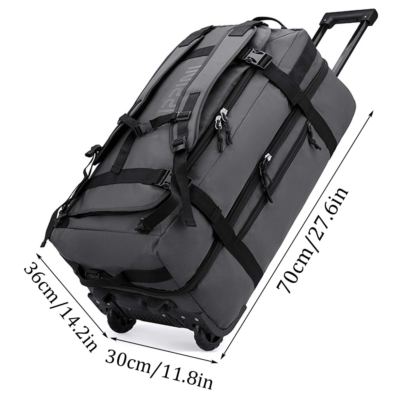 80L Mochila con Ruedas Bolsa de Viaje con Ruedas Maleta Mochila Deporte Gimnasio Senderismo Gym Impermeable Trolley De Lona Equipaje Grande Maleta Suitcase Wheeled Travel Bag (Gris Oscuro)