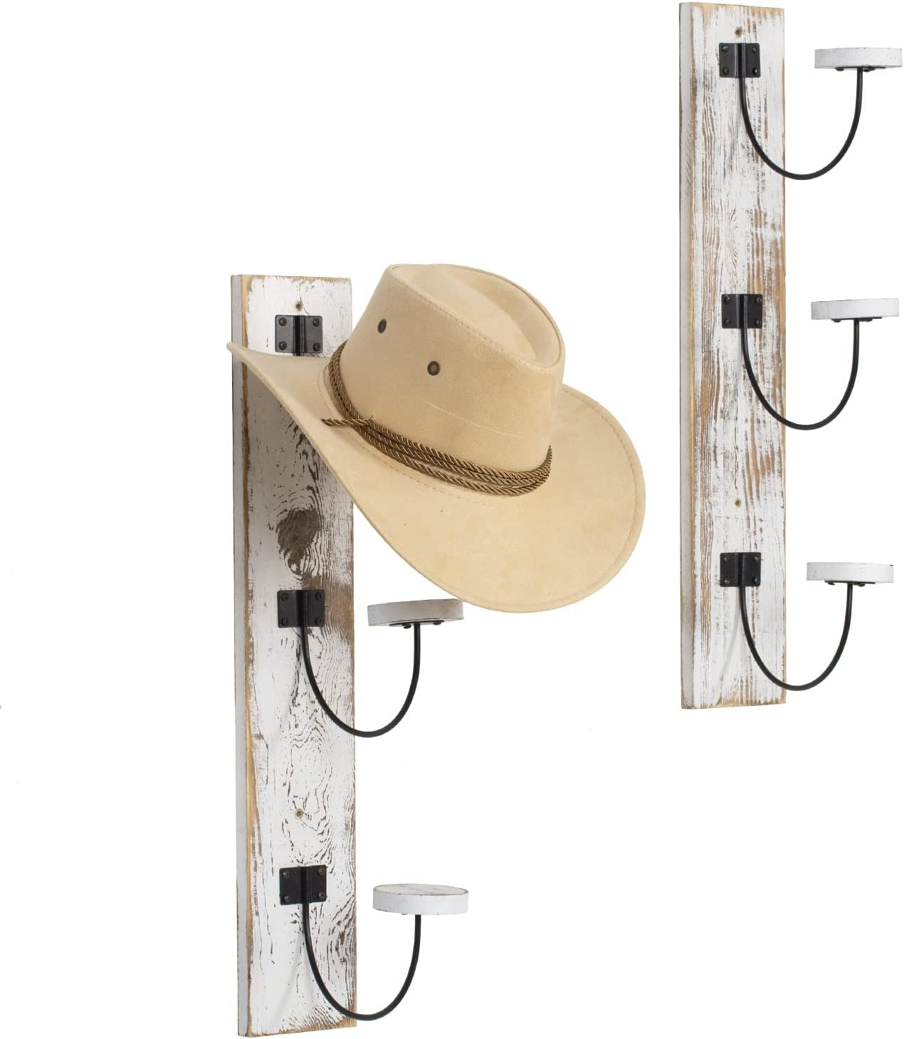 MyGift Wall Mounted Vertical Hat Rack Fedora, Cowboy Hat Rack for Wall, Coat Hooks