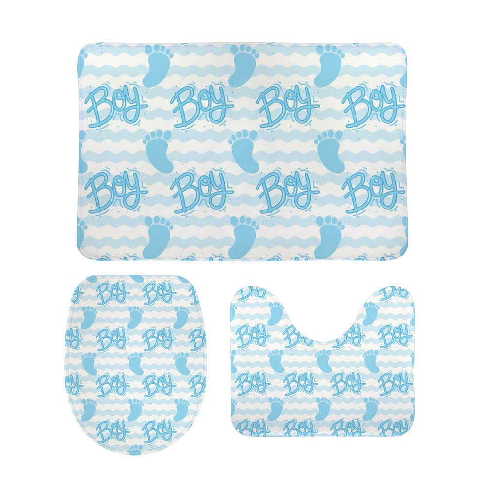 Tapis de salle de bain lot de 3 en mousse souple motif pieds de bébé