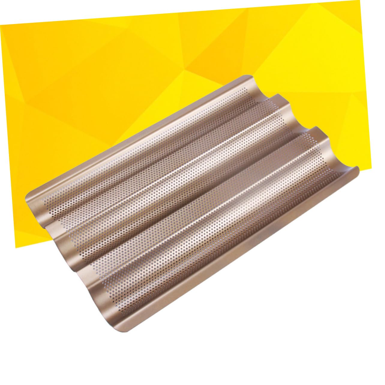 Ciieeo 2 Piezas Bandeja para Hornear Pan Francés Antiadherente con Acabado Dorado Molde de Ranuras para Pan Baguette Pequeño