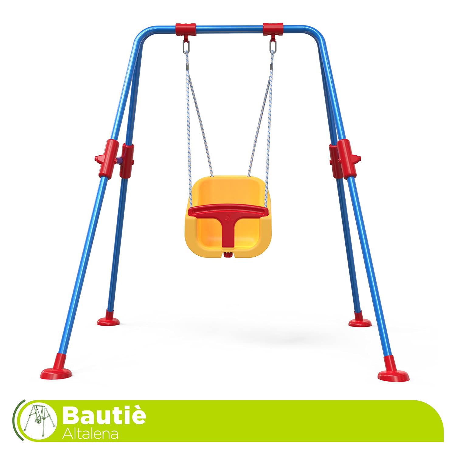 Mondo Altalena Bautiè 32001, Singola per Giardino Esterno, Struttura in Metallo, Seggiolino di Sicurezza - 1- 5 Anni Fino a 20 Kg , Colori Assortiti