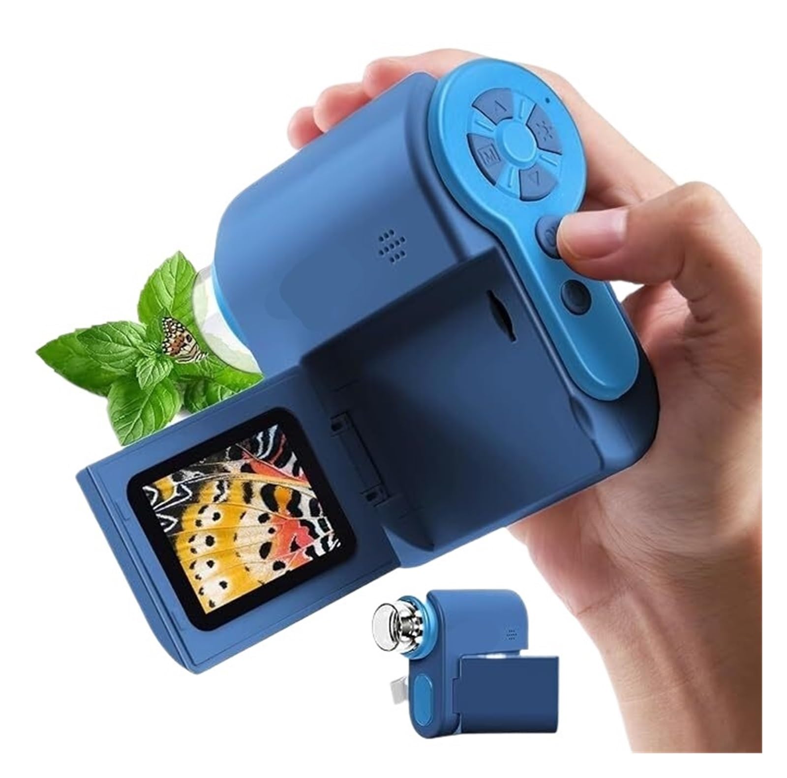 Microscopio Digital de Bolsillo P20 for niños, cámara DV 1080P, Pantalla LCD 2", Compatible con MacOS/Windows/Samsung, Linterna LED 32 GB(Blue)