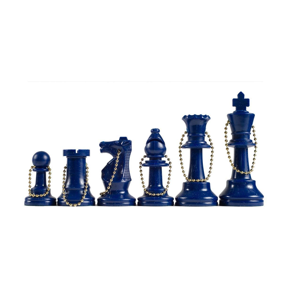 WE Games Bulk Keychain Chess Set, 17 Blue Plastic Chess Pieces w/Chain, Key Ring, Cute Keychain Accessories, Keychain for Men, Car Keys Keychain