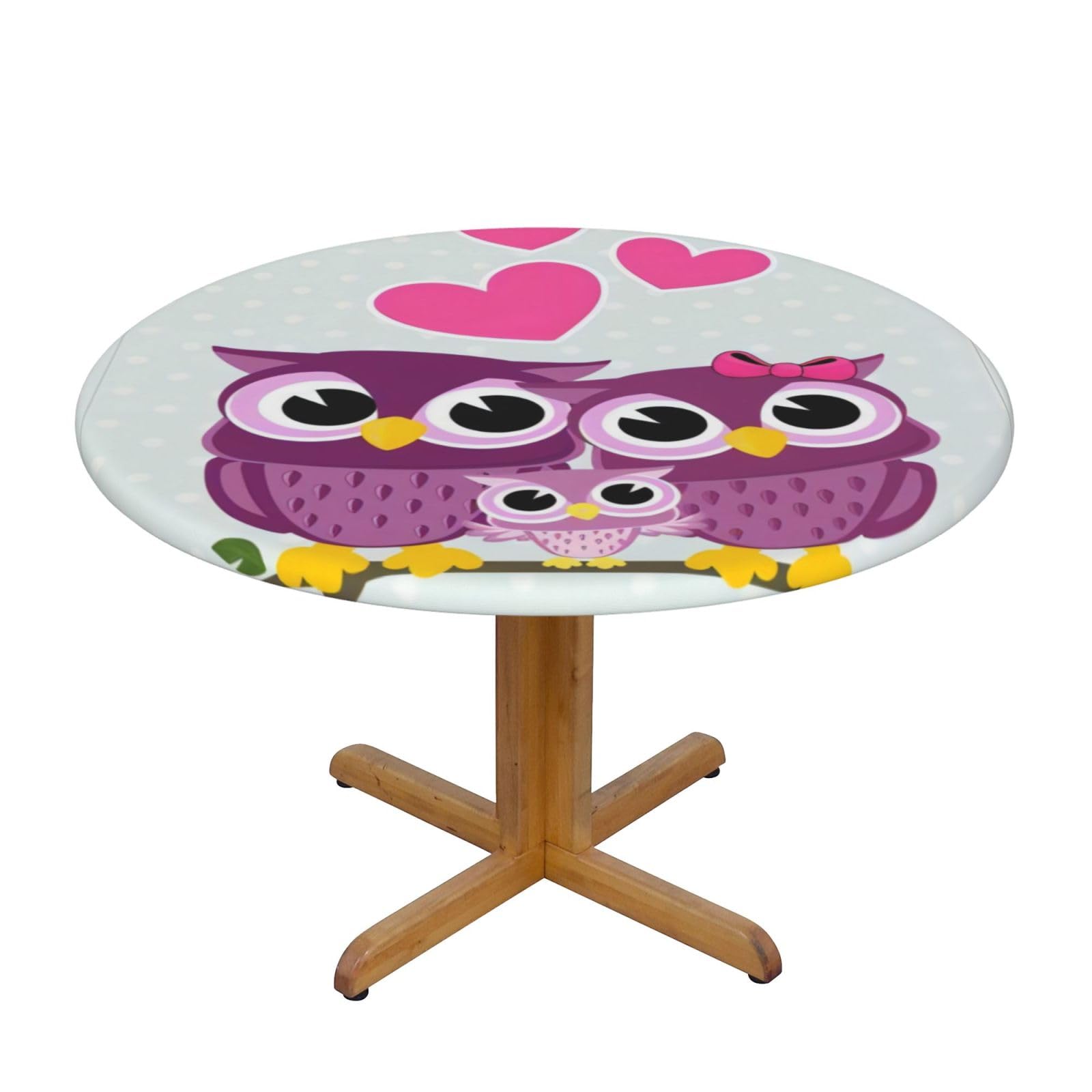 ZQYTGFDC Owls family M Decorative Round Tablecloth Waterproof Anti Stain Oil Proof Size for 40 50 inch