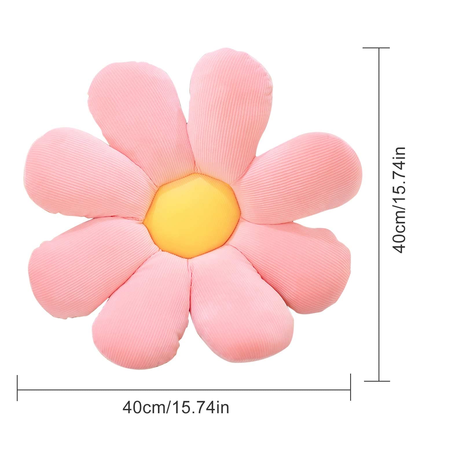 Bloem vloerkussen madeliefje bloemvorm kussen schattig zitkussen pluche stoelkussen sierkussen woondecoratie voor meisjes vrouwen bij het lezen, slaapkamer, of tv kijken (wit geel hart, 38 cm