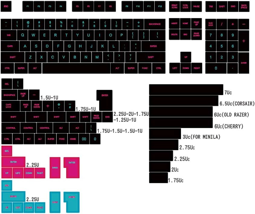 KPREPUBLIC Domikey SA abs doubleshot keycap Miami Night All in One for mx stem Keyboard Poker 87 104 BM60 BM65 BM68 gh60 xd64 xd68 xd87 (SA Miami Night All in One x1)