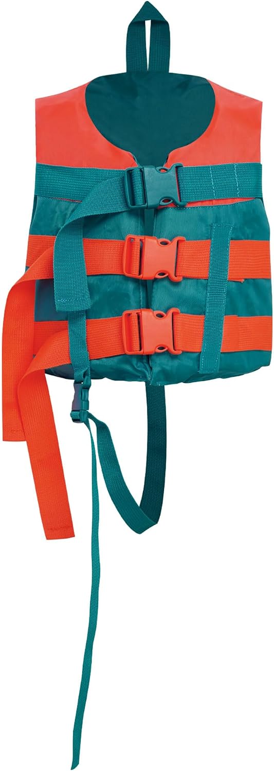 TiaoBug Kids Boys Girls Swim Vest Youth Traditional Cga Life Jacket Swimming Water Park Clip Tank Top Teal Orange 5-6 Years